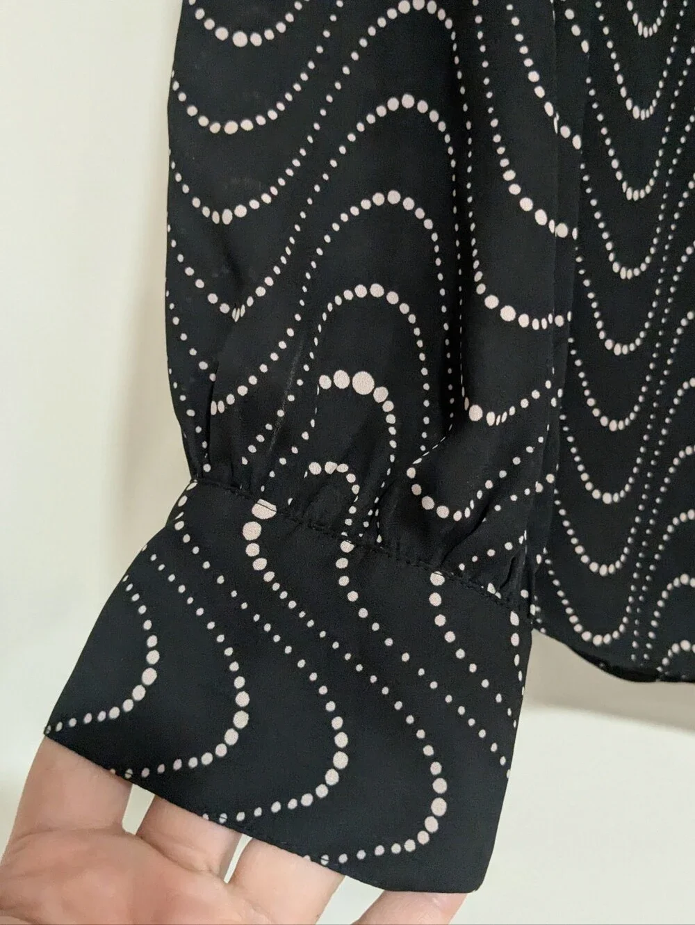 NEW Kate Spade Black Wavy Dot Ruffle-Trim Blouse